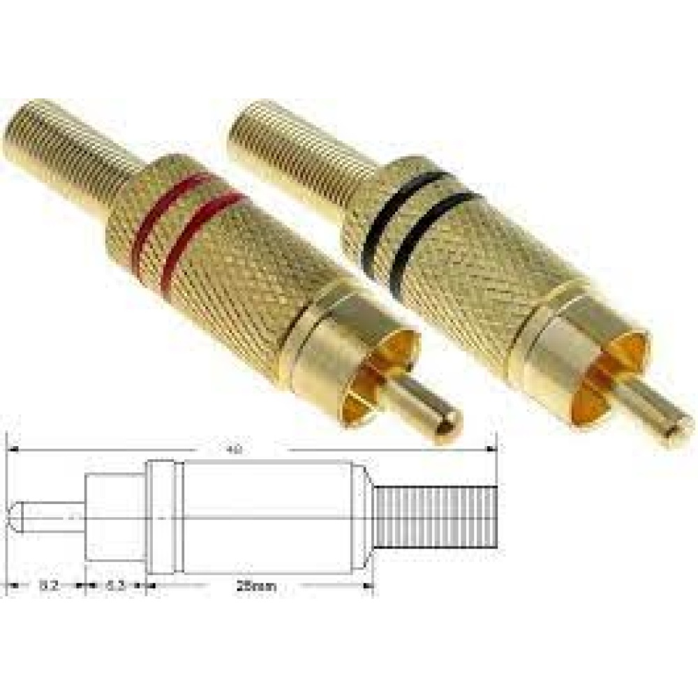 Conector Rca Metálico Dorado Cabal R Y L