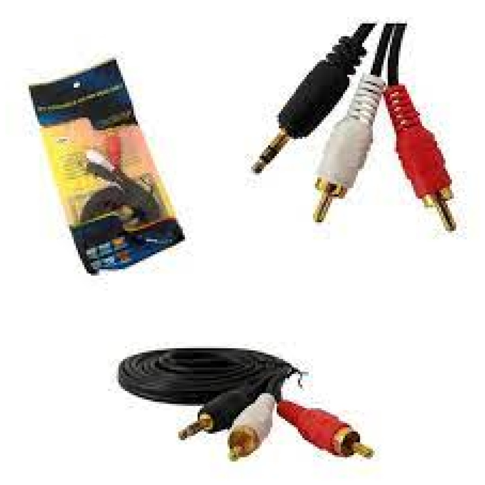 Cable De Audio Auxiliar Plus 3.5mm Dos Rca Macho 1.5 Metros