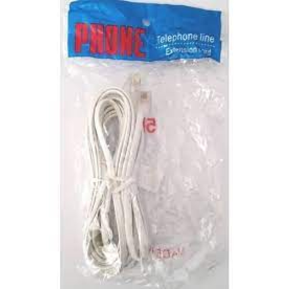 Cable Extensión De 5 Metros Para Teléfono Fijo Rj11 Blanco