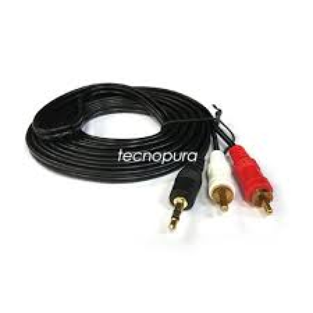 CABLE DE AUDIO AUXILIAR PLUS 3.5MM A DOS RCA MACHO