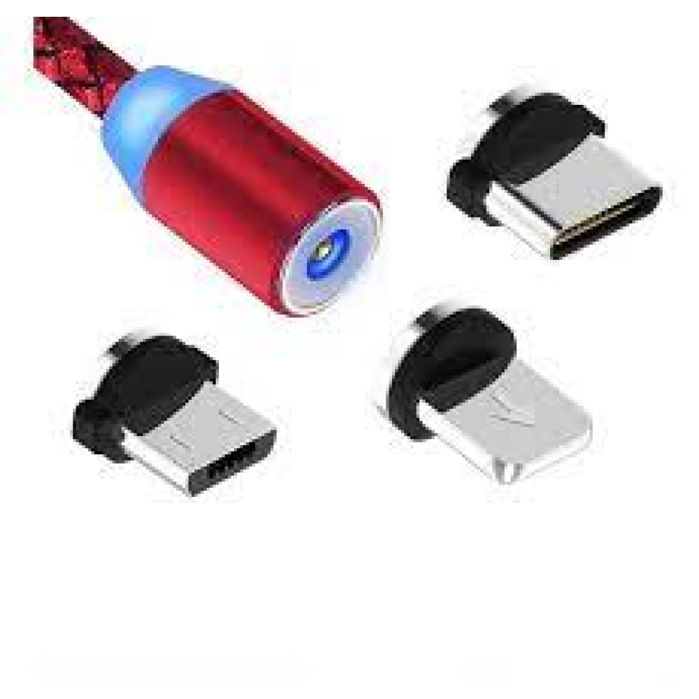 Cable Cargador Imantado Magnético Tres Puntas 3 Micro Usb Iphone