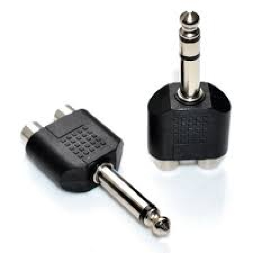 Conector Adaptador Doble Rca Hembra Plug 6.5mm Mono Metal