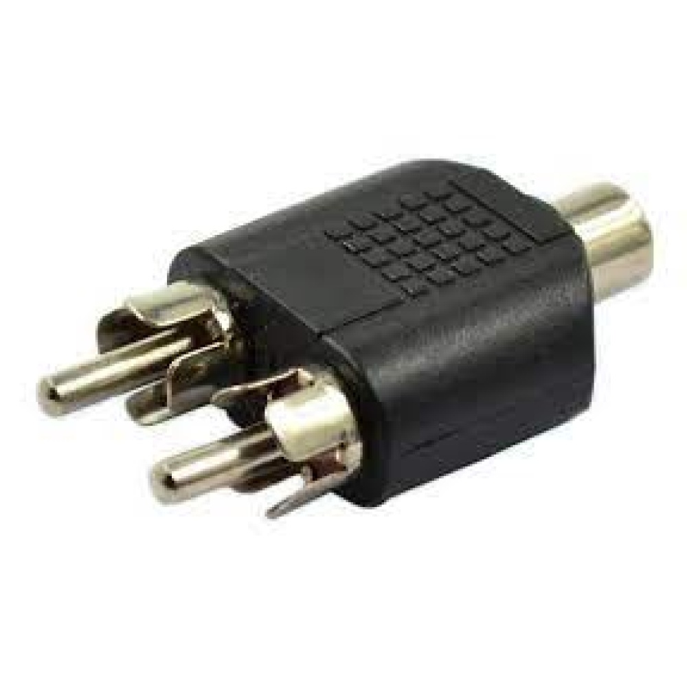  CONECTOR ADAPTADOR 2 RCA MACHO A 1 RCA HEMBRA AUDIO/VIDEO