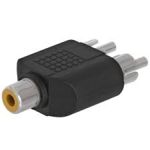  CONECTOR ADAPTADOR 2 RCA MACHO A 1 RCA HEMBRA AUDIO/VIDEO