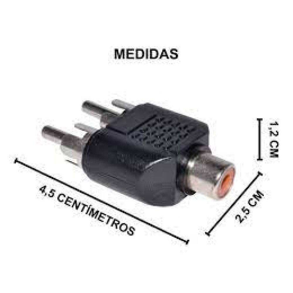 Conector Adaptador 2 Rca Macho A 1 Rca Hembra Audio Video