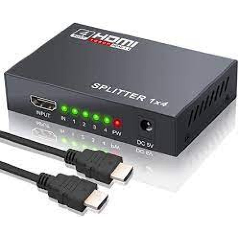 Splitter Hdmi 1x4 Conecta 1 Entrada 4 Salidas Multiplicador