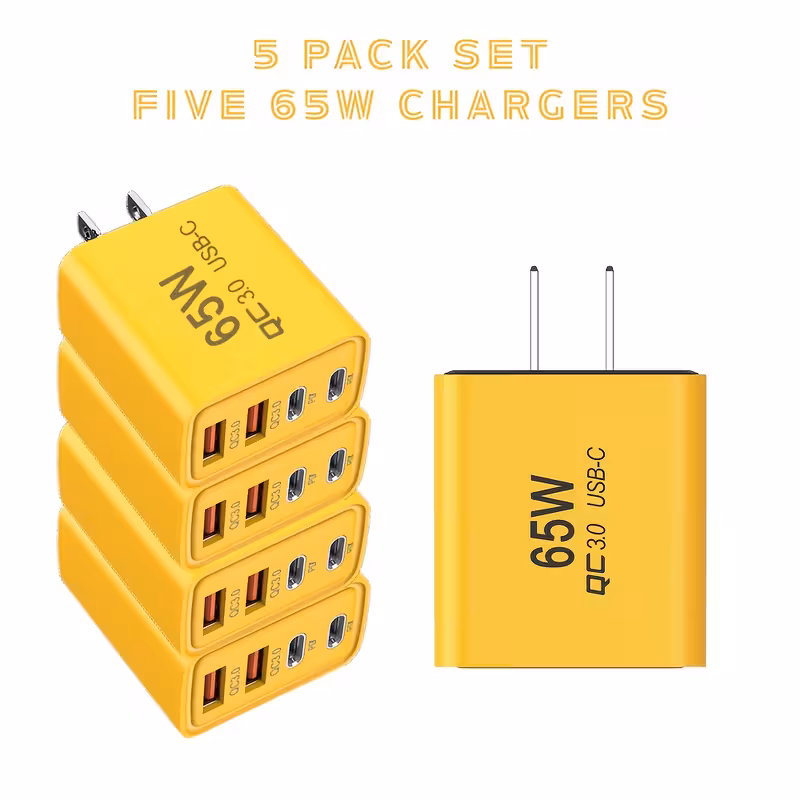 cargador rápido de 65W para Xiaomi, para for huawei con puertos QC3.0