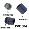 Combo 15 unidades de unión de tuberías pvc ¾ Tubrica