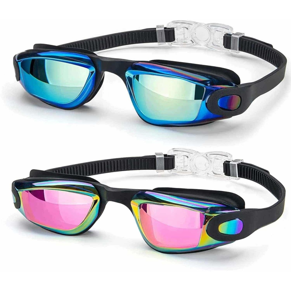 Lentes de natacion JSJM protección UV para hombres y mujeres gafas de natación de silicona ajustables impermeables