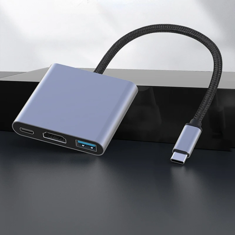 Adaptador Convertidor C A Multipuerto Usb Tipo C 3 En 1 Hdmi