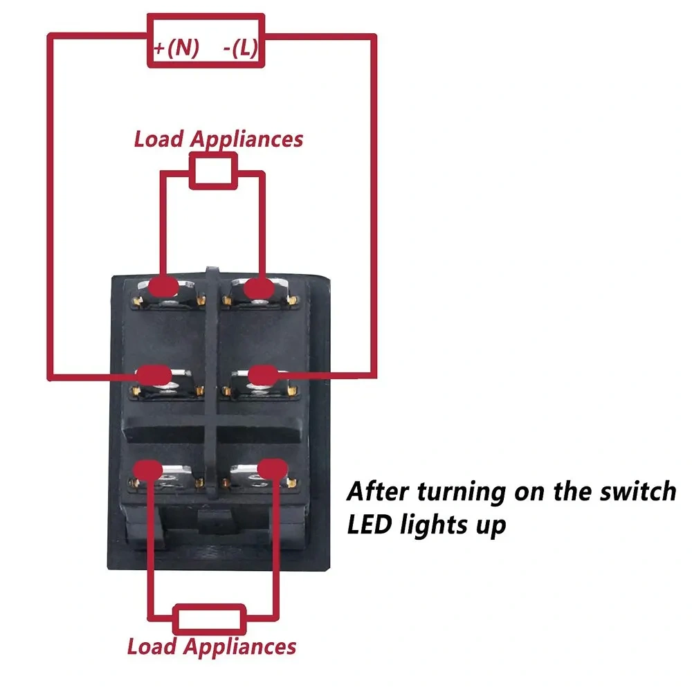 interruptor basculante para barco con luz LED roja para trabajos manuales en el hogar