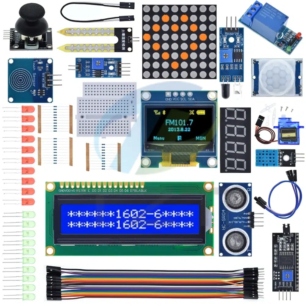 Kit de módulo sensor TZT UNO R3 con pantalla LCD OLED 1602 de 0,96", relé, servomotor, DHT11 para proyectos de inicio con Arduino