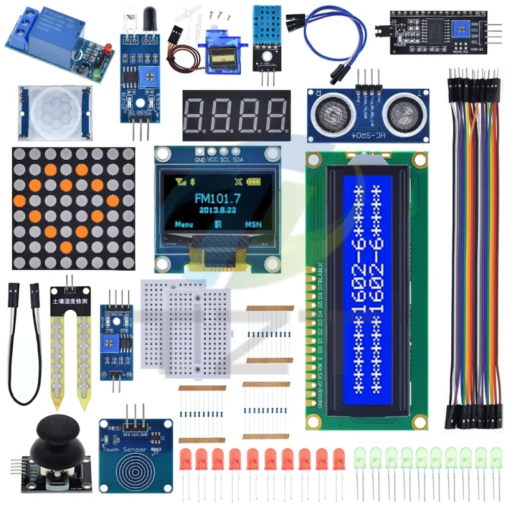 Kit de módulo sensor TZT UNO R3 con pantalla LCD OLED 1602 de 0,96", relé, servomotor, DHT11 para proyectos de inicio con Arduino