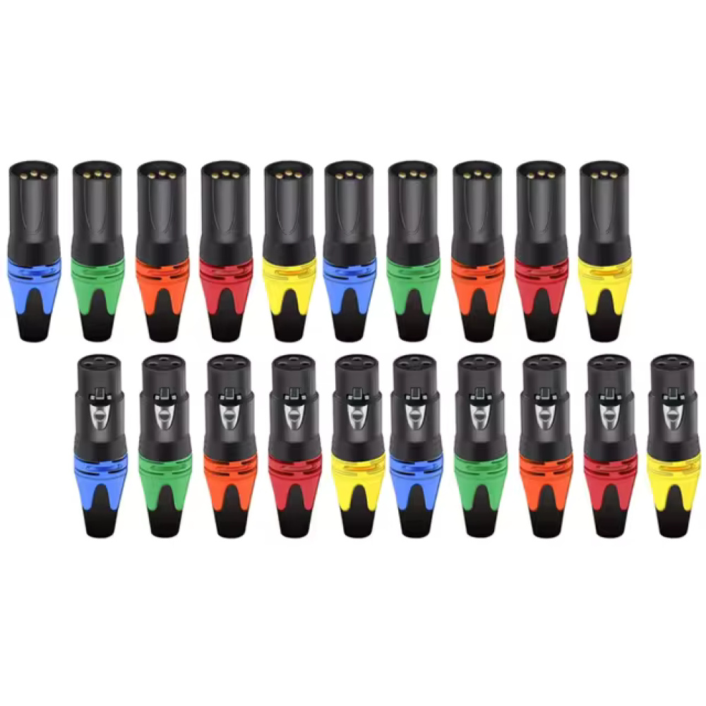 conectores macho y hembra XLR de 3 pines de colores, conector de micrófono XLR de 3 polos,