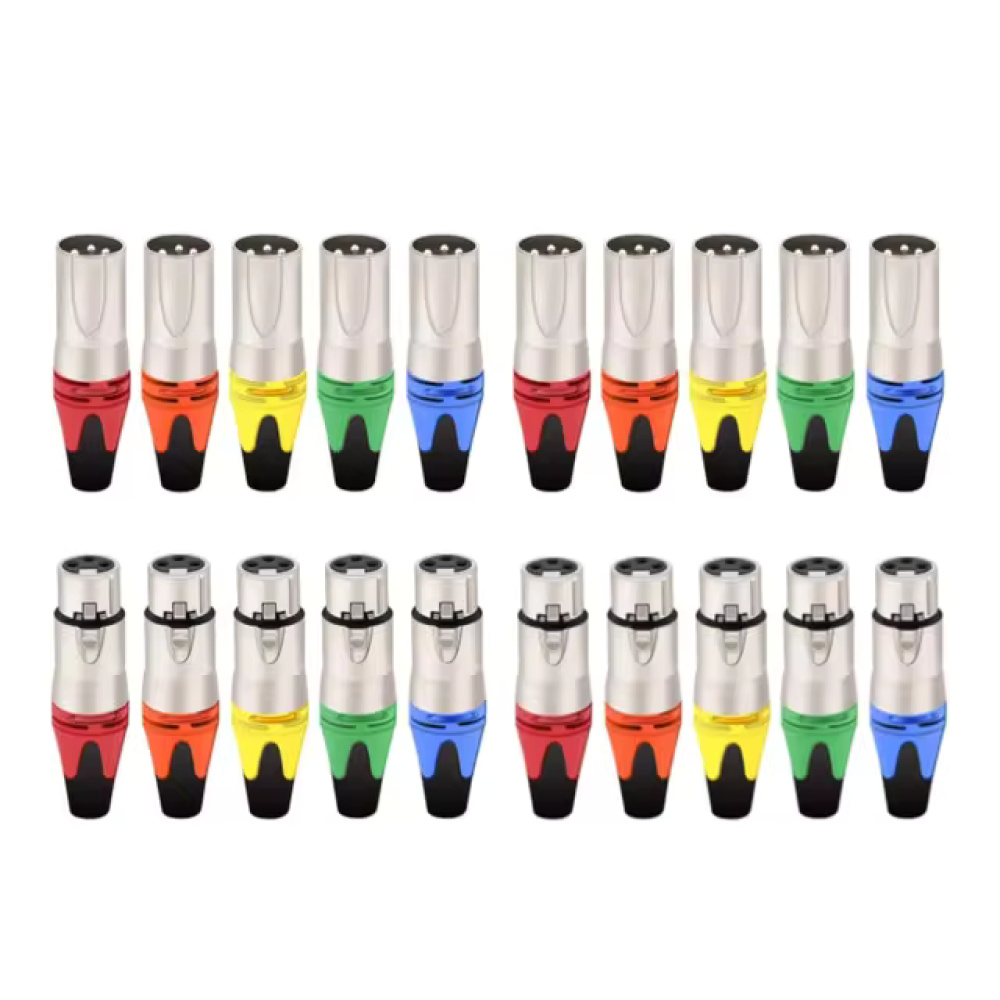 conectores macho y hembra XLR de 3 pines de colores, conector de micrófono XLR de 3 polos,