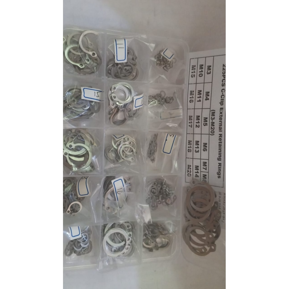 retenes de retencion Kit de anillos de retención C, 15 tamaños, anillos de seguridad de acero inoxidable de M3-M20