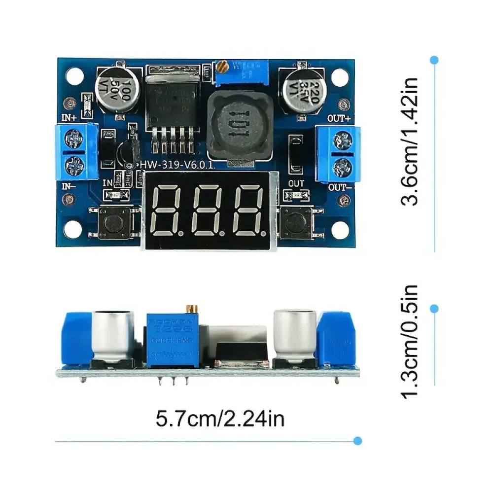 Módulo reductor ajustable de DC-DC  con voltímetro