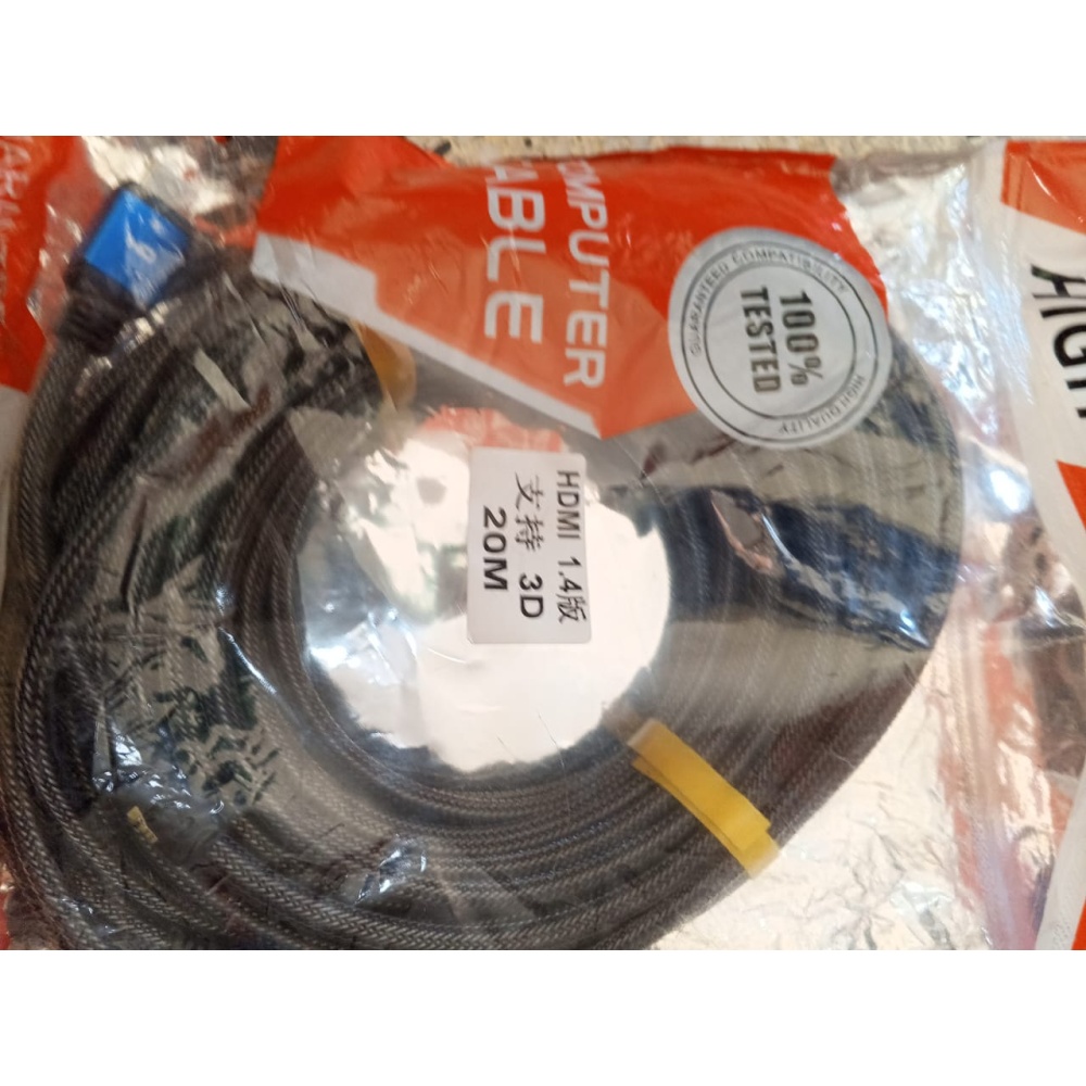 Cable Hdmi 20 Metros Full Hd 4k 3d 1.4v Tv Naylon Profesional