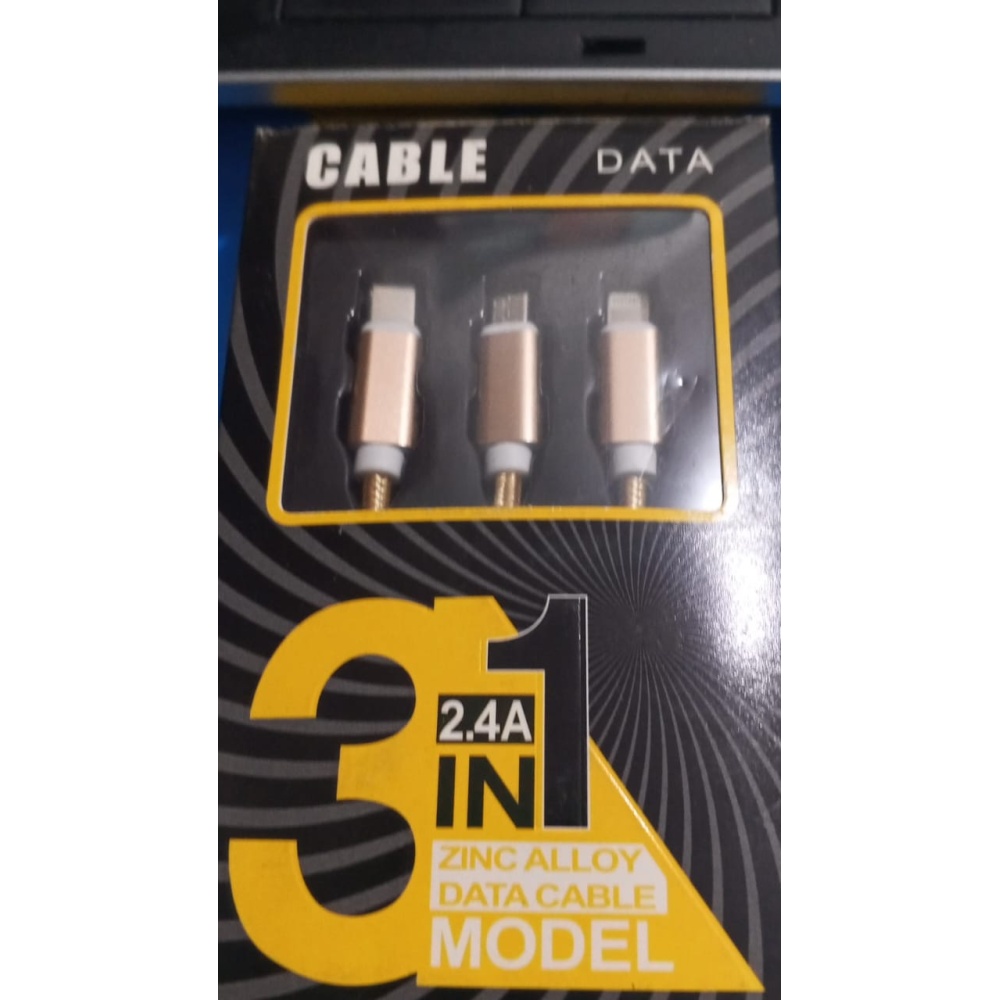 Cable 3 Puntas, Micro Usb, Tipo C Y iPhone