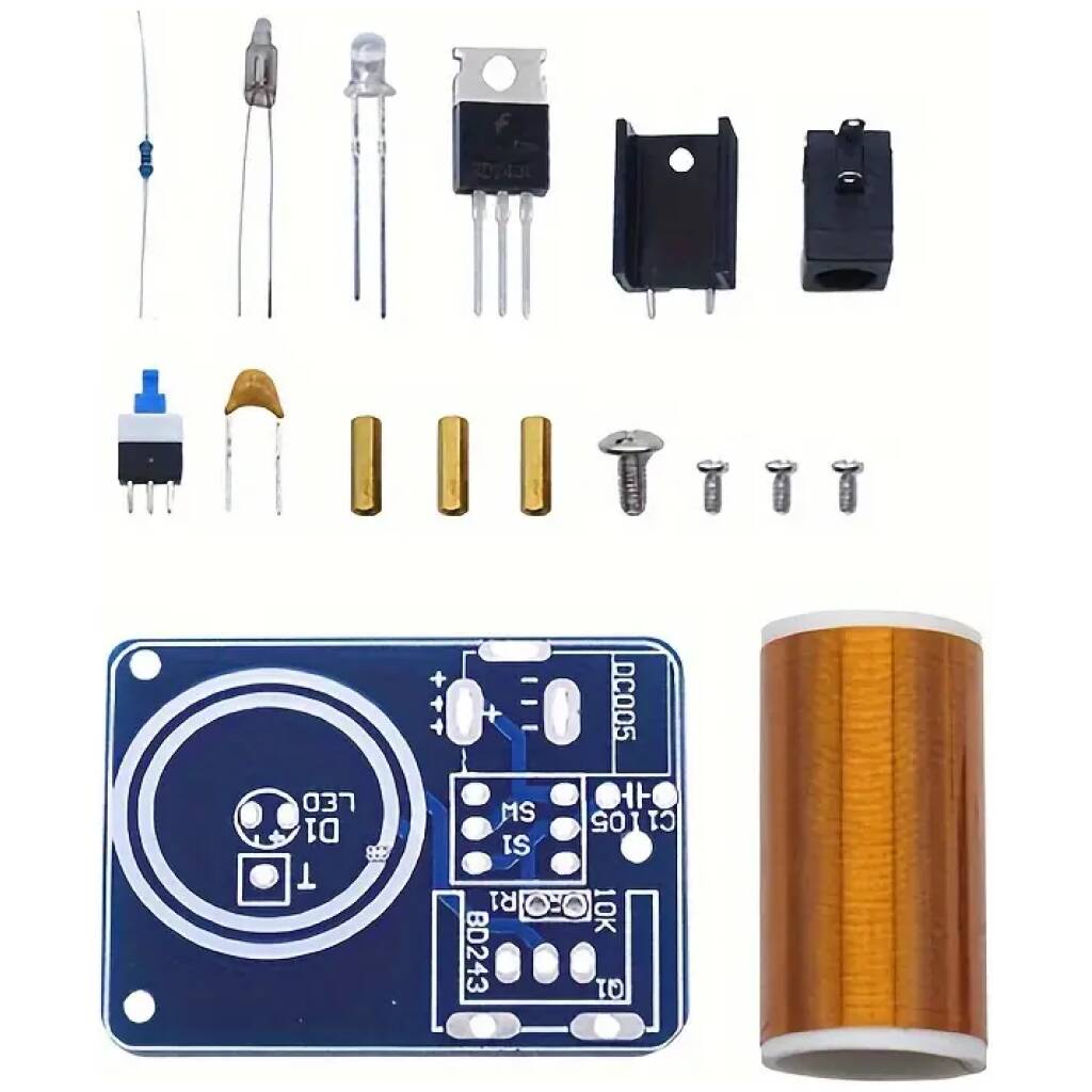 Kit de Bobina Tesla para proyecto DIY Mini - 9-12V BD243, Iluminación Inalámbrica y Transferencia de Energía, Montaje Fácil