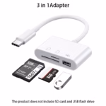 Adaptador USB-C 3 en 1, lector de tarjetas de memoria TF/SD, conector OTG USB-C USB