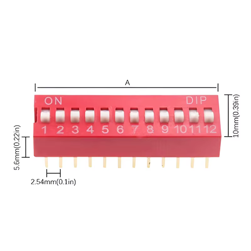 interruptor DIP vertical rojo deslizantes 12 vias por unidad