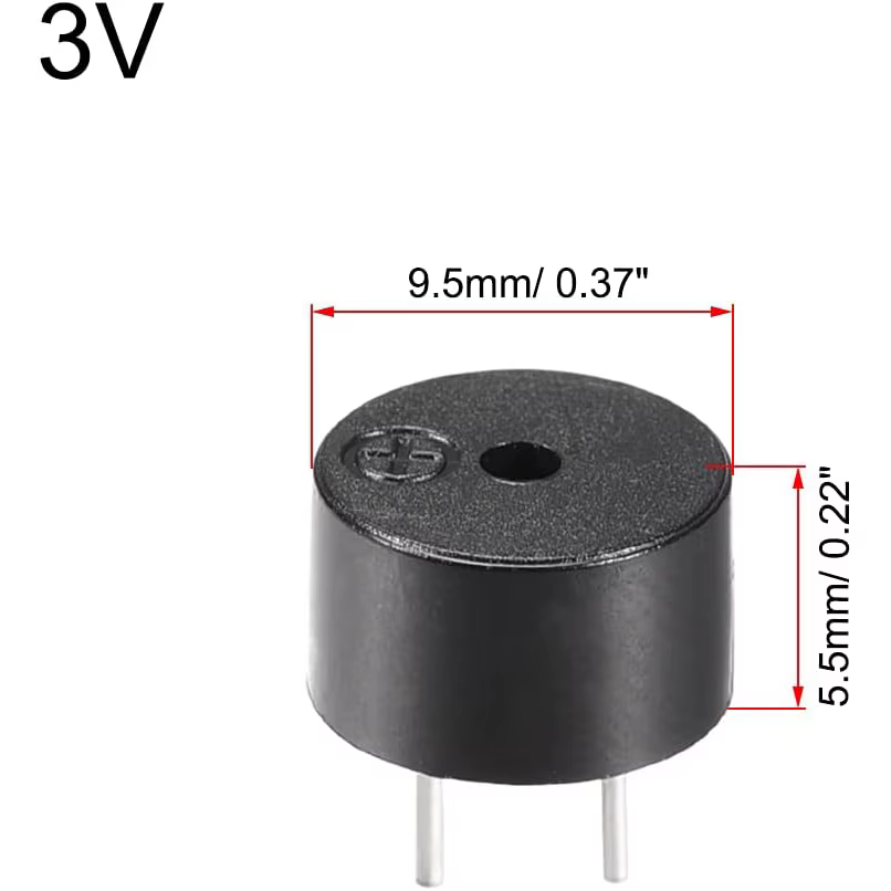 zumbadores pasivos 12085 de 12 mm x 8,5 mm con resistencia de 42 Ω para Arduino.
