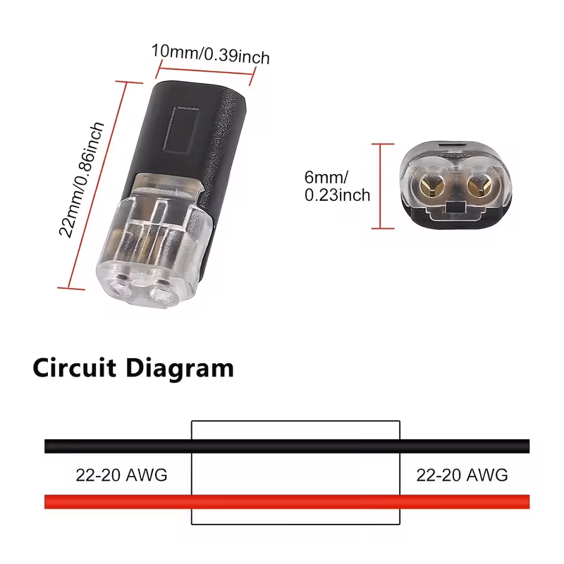 conectores enchufables de doble hilo, conectores de cable LED enchufables de 2 pines