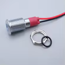 luz piloto LED metálicos de 6 mm, luz indicadora de advertencia, lámpara de señalización,  12V 24V, rojo, naranja, verde, azul, blanco, con cable.
