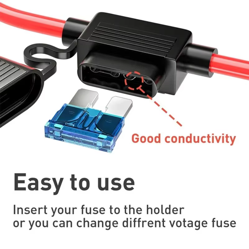mini Adaptador mini de cuchilla en línea para automóvil Portafusibles a prueba de salpicaduras para interruptor de corte de cable de 12 V Enchufe a prueba de humedad